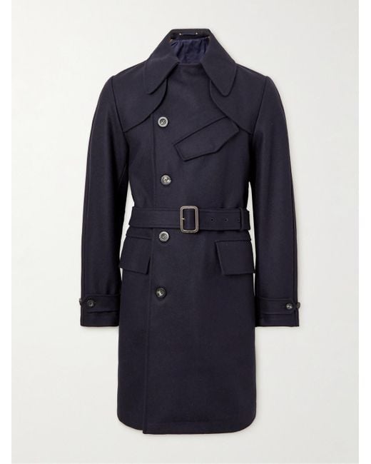 Private White V.c. Blue Belted Melton Wool Trench Coat for men