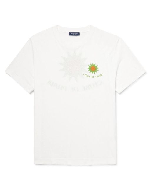 Frescobol Carioca White Dinis Clube De Praia Printed Cotton And Linen-Blend Jersey T-Shirt for men