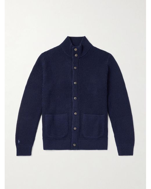 Polo Ralph Lauren Cardigan aus einer Woll-Baumwollmischung in Waffelstrick in Blue für Herren