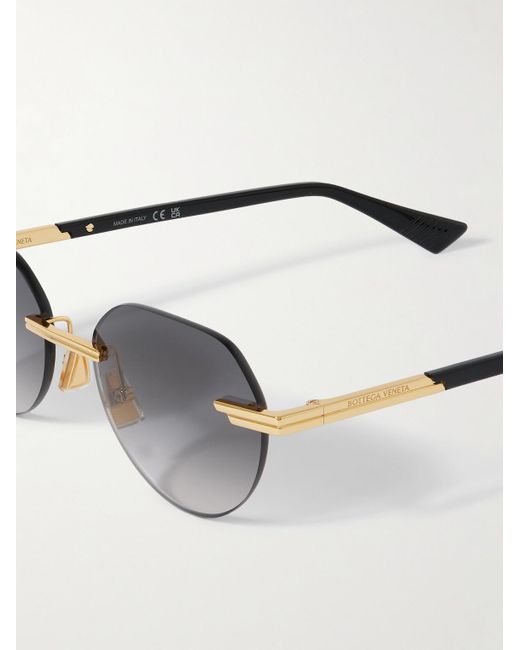 Bottega Veneta Metallic Rimless Round-Frame-Tone Sunglasses for men