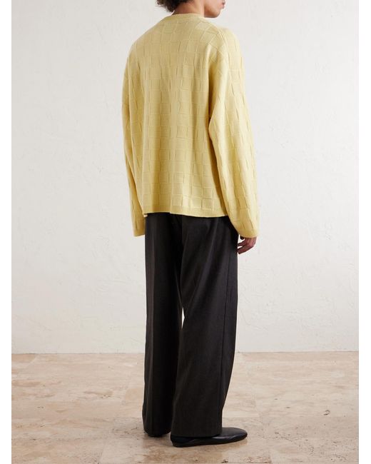 The Elder Statesman Yellow Culver Checked Cashmere Sweater for men