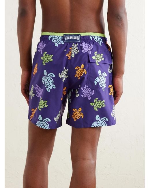 Vilebrequin Blue Moka Straight-Leg Mid-Length Printed Econyl Swim Shorts for men