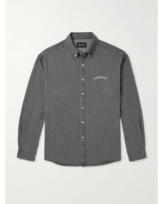 Thisisneverthat Jeanshemd mit Logostickerei und Button-Down-Kragen in Gray für Herren