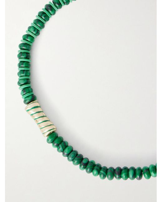 Luis Morais Green 14-Karat Malachite Beaded Bracelet for men