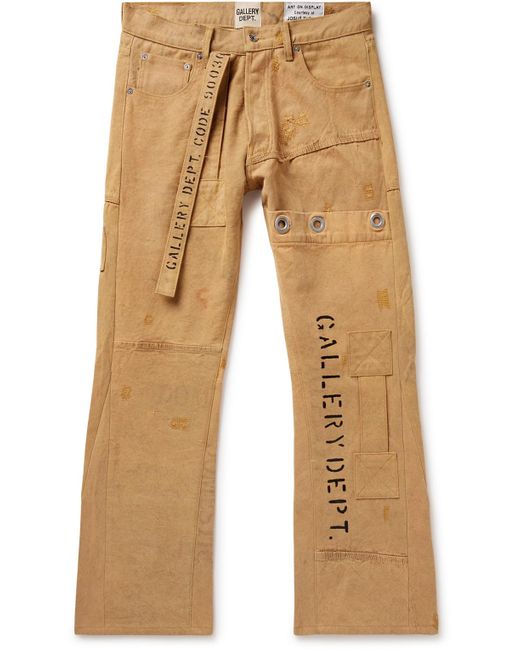 GALLERY DEPT. Natural Straight-leg Embellished Printed Cotton-canvas Cargo Trousers for men