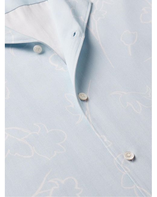 Camicia in lyocell floreale con colletto aperto Irving di Theory in White da Uomo
