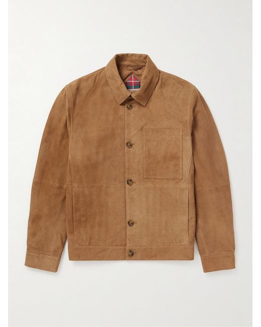 Baracuta Brown Perforated Suede Blouson Jacket for men