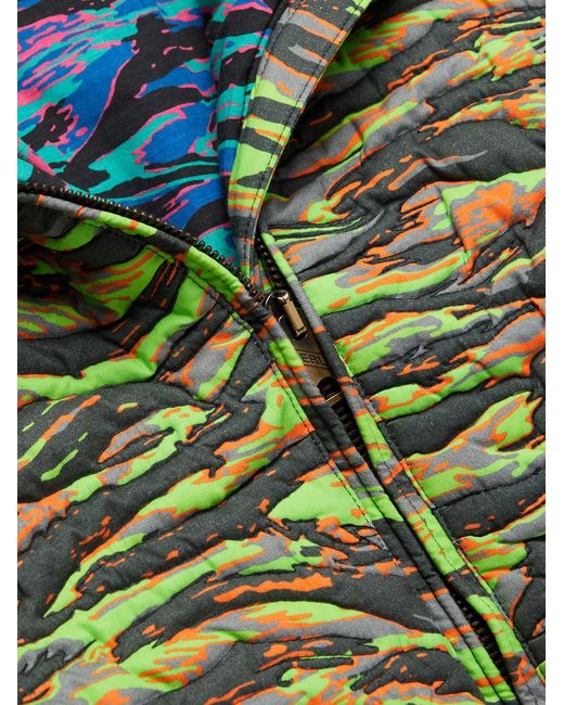 ERL Green Printed Quilted Cotton-Jacquard Down Jacket for men
