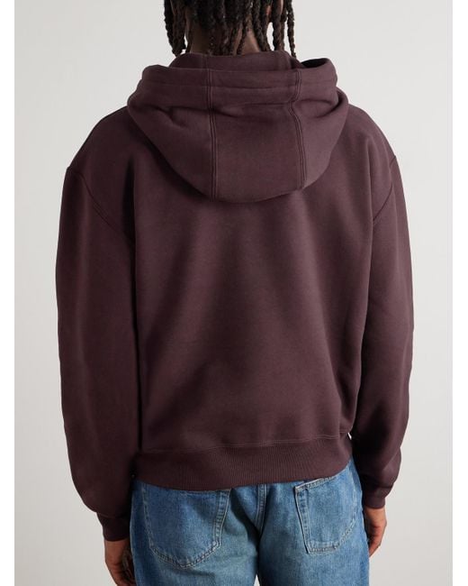 Saint Laurent Purple Logo-embroidered Cotton-jersey Hoodie for men