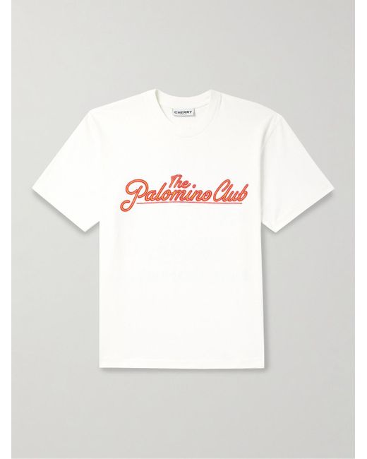CHERRY LA Gray Garment-dyed Printed Cotton-jersey T-shirt for men