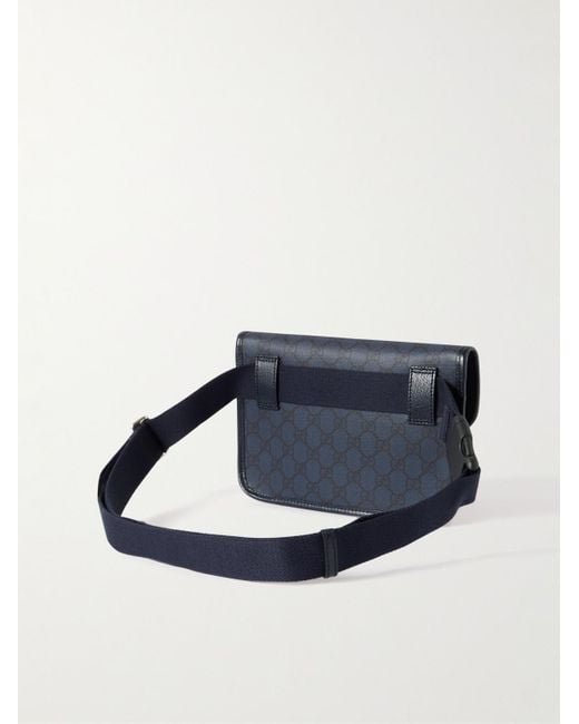 Gucci Blue Ophidia Leather-trimmed Monogrammed Coated-canvas Belt Bag for men