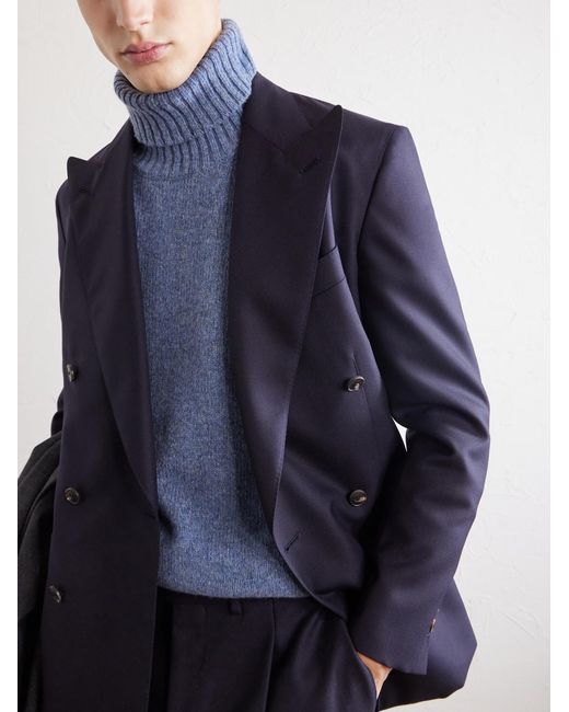 Caruso Blue Wool Rollneck Sweater for men