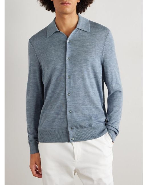 Dunhill Blue Merino Wool Shirt for men