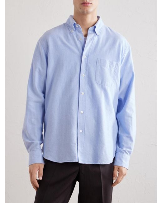 Hartford Blue Pitt Cotton-Oxford Shirt for men