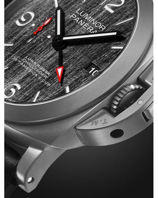 Panerai Black Luminor Luna Rossa Gmt Automatic 44Mm Titanium And Leather Watch, Ref. No. Pam01036 for men