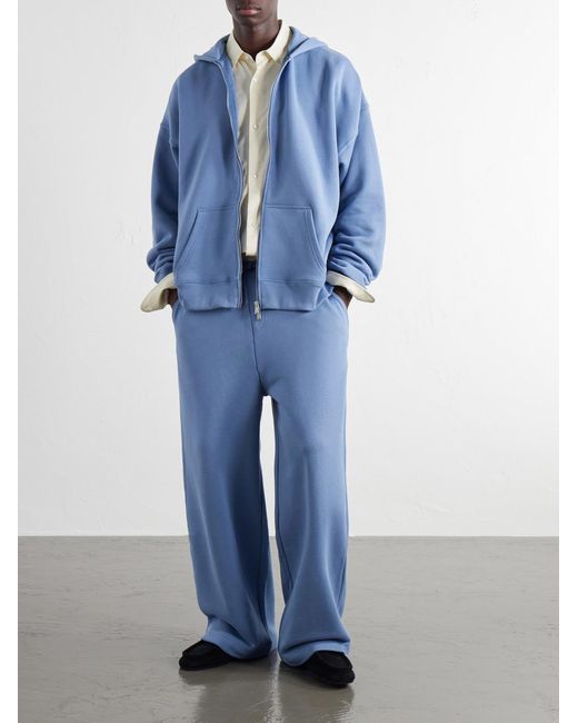 The Elder Statesman Blue Tapered Cotton-Jersey Drawstring Sweatpants for men