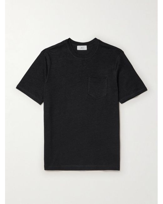 Mr P. Black Linen And Organic Cotton-Blend T-Shirt for men
