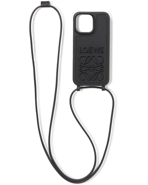 Loewe Black Logo-debossed Rubber Iphone 14 Pro Max Case With Lanyard for men