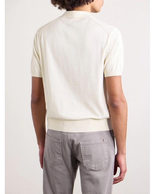 Canali White Cotton And Silk-blend Polo Shirt for men
