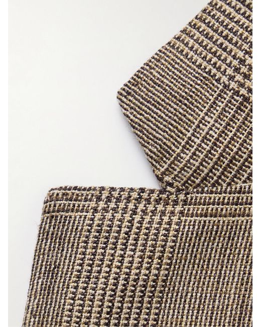 Sid Mashburn Natural Virgil No.2 Slim-Fit Prince Of Wales Checked Cotton, Silk And Linen-Blend Hopsack Blazer for men