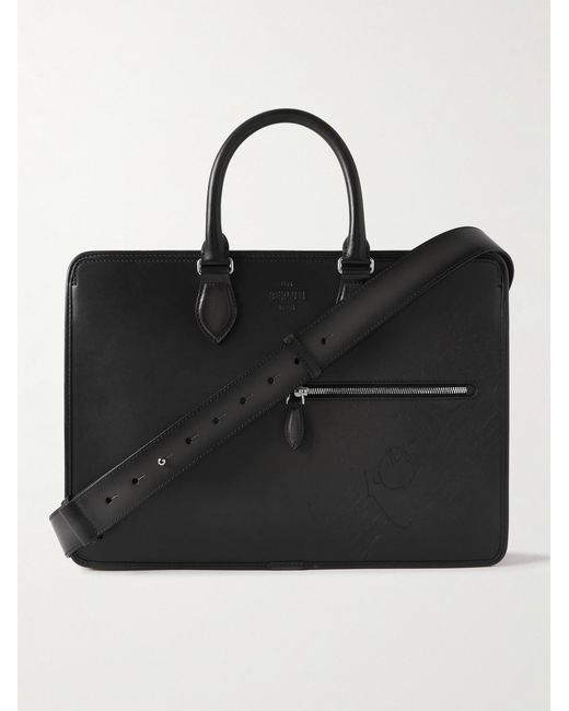 Berluti Black 1 Jour Neo Scritto Venezia Leather Briefcase for men