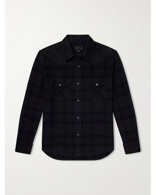 Nili Lotan Blue Travis Checked Cashmere Shirt for men
