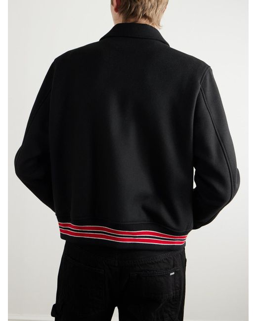 Amiri Bones Collegejacke aus Twill aus einer Wollmischung mit Applikationen in Black für Herren