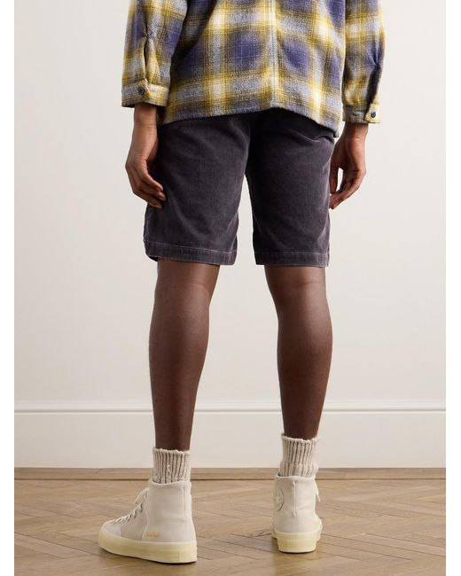 Remi Relief Blue Straight-Leg Cotton-Blend Corduroy Shorts for men