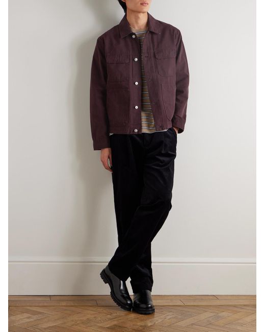 Mr P. Purple Organic Cotton-Canvas Chore Jacket for men