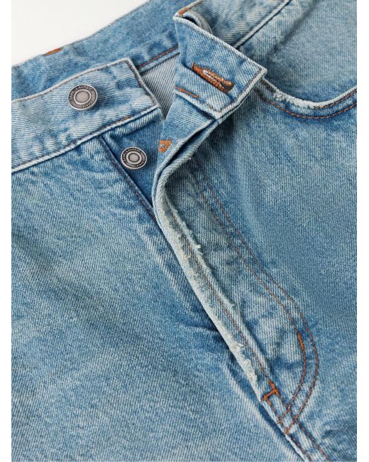 Saint Laurent Blue Straight-Leg Distressed Jeans for men