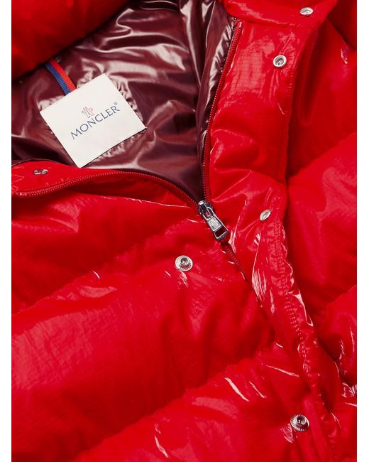 Moncler Red Verdon Quilted Coated Nylon-Ripstop Down Hooded Jacket for men