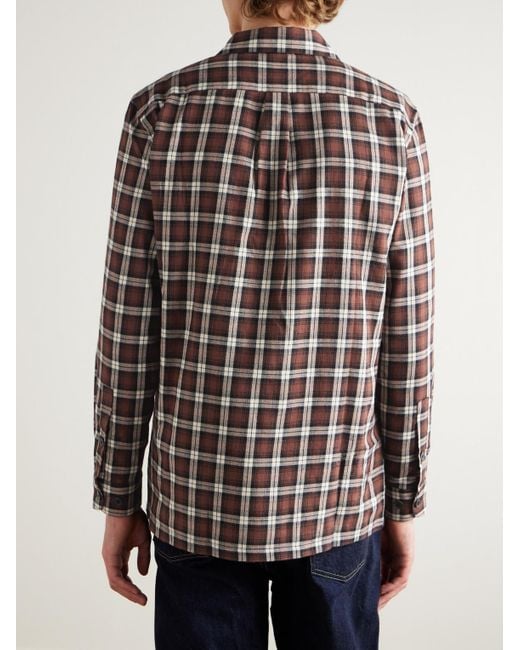 Portuguese Flannel Brown Parker Checked Cotton-Flannel Shirt for men