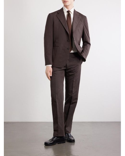 J. Mueser Brown Cotton And Linen-blend Suit Jacket for men