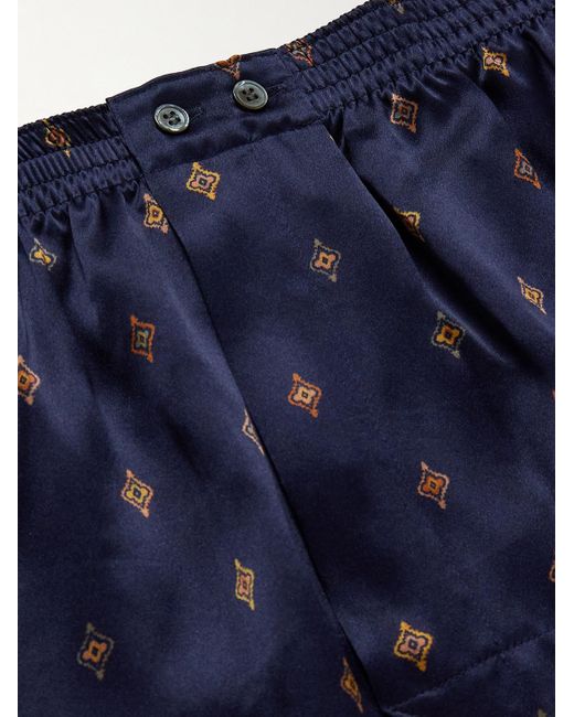 Derek Rose Blue Brindisi 103 Printed Silk-satin Boxer Shorts for men