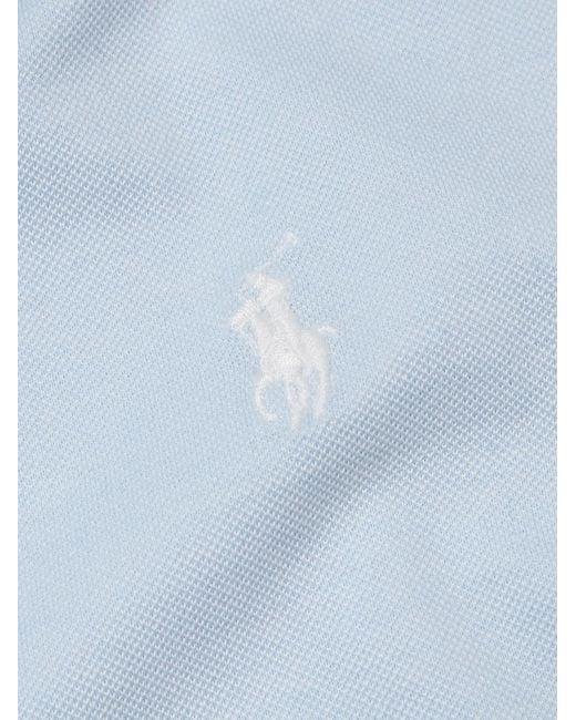 Polo Ralph Lauren Blue Open-Collar Logo-Embroidered Cotton-Piqué Polo Shirt for men