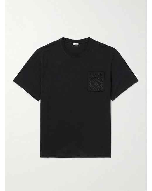 Loewe Black Logo-Embroidered Cotton-Jersey T-Shirt for men