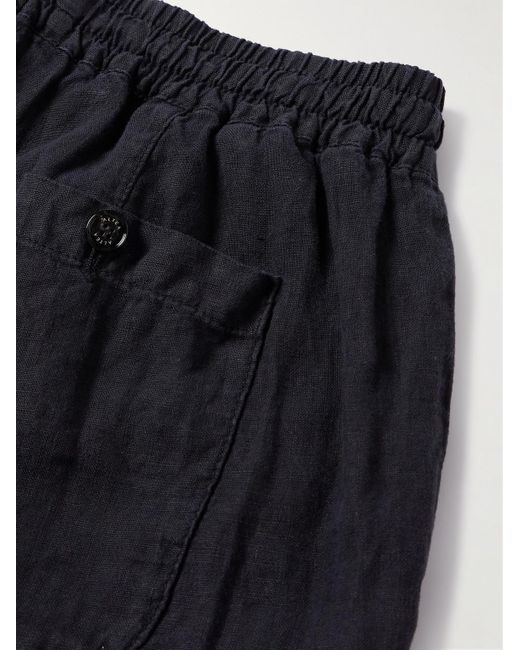 Altea Blue Straight-leg Linen Drawstring Shorts for men