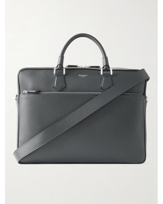 Serapian Black Cachemire Full-Grain Leather Briefcase for men