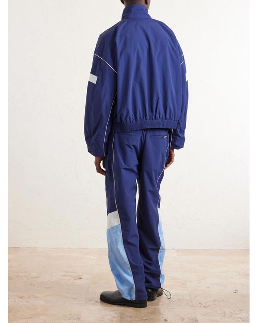 NAHMIAS Blue Logo-Embroidered Striped Nylon Jacket for men