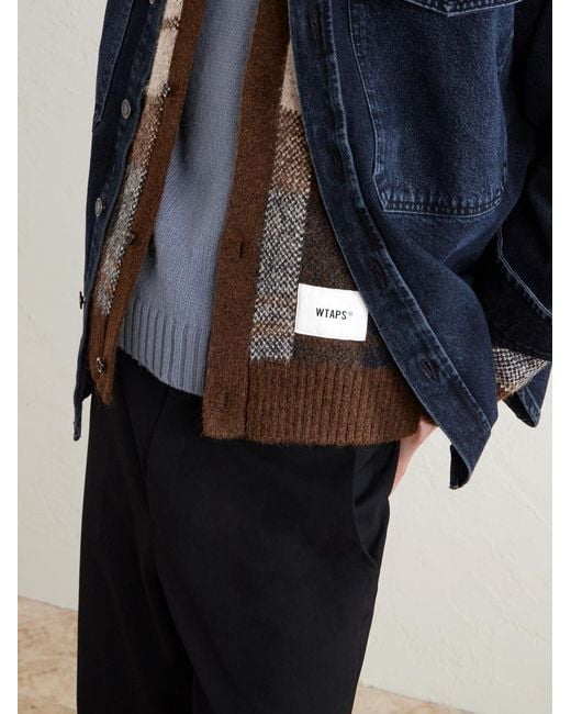 Palmer Logo-Appliquéd Checked Jacquard-Knit Cardigan di (w)taps in Black da Uomo