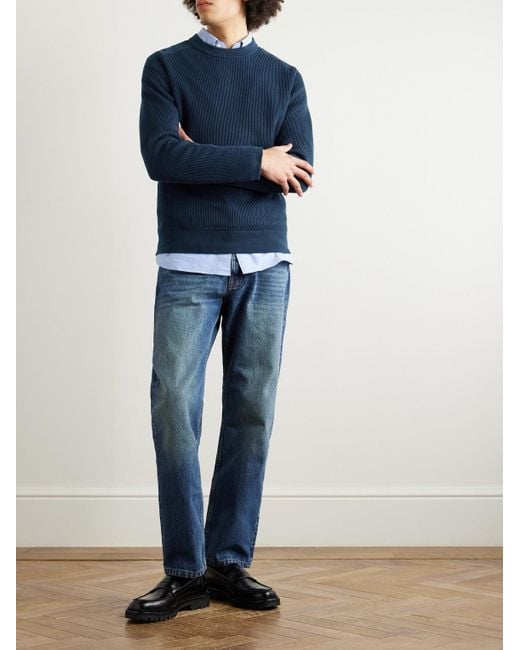 NN07 Blue Kevin 6600 Ribbed Organic Cotton Sweater for men