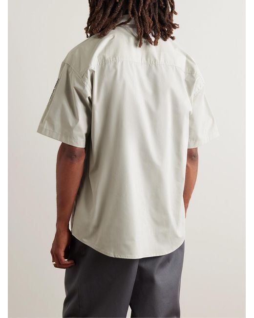 (w)taps White Logo-Appliquéd Embroidered Cotton-Blend Poplin Shirt for men