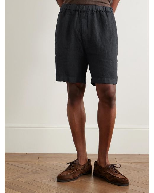 Boglioli Black Straight-Leg Linen Shorts for men