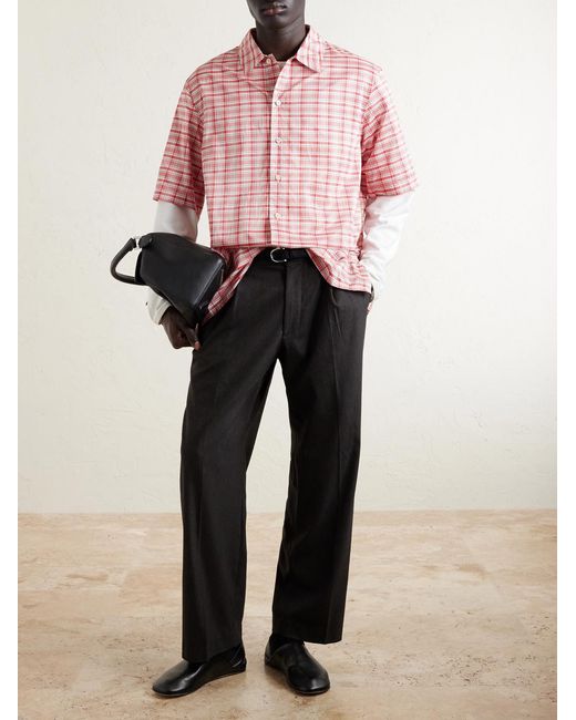 Jil Sander Pink Checked Silk-blend Shirt for men