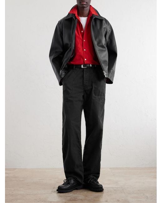 Fullcount Black Usn Seamen's Straight-Leg Herringbone Trousers for men