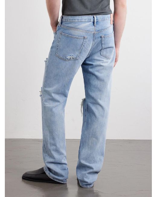 Acne Blue Ripped Straight-Leg Cotton Jeans for men