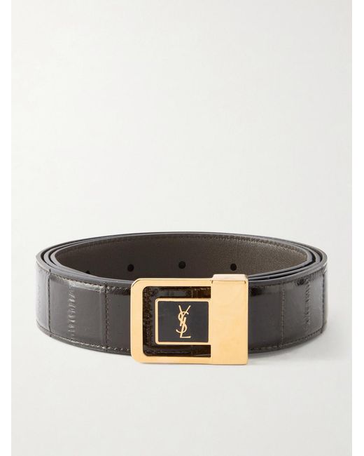 Saint Laurent Black 3cm Eel Leather Belt for men