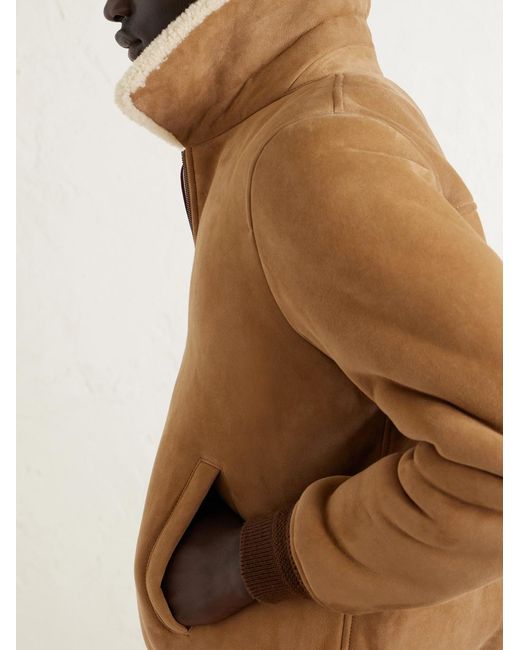 Saint Laurent Brown Shearling Blouson Jacket for men