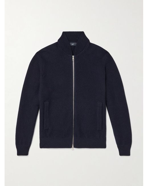 Dunhill Cardigan aus einer Baumwoll-Kaschmirmischung mit Reißverschluss in Blue für Herren