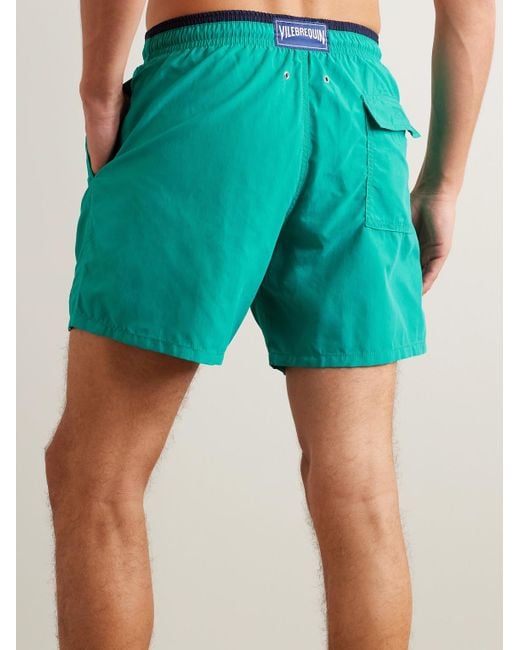 Vilebrequin Green Moka Mid-length Econyl® Recycled Swim Shorts for men